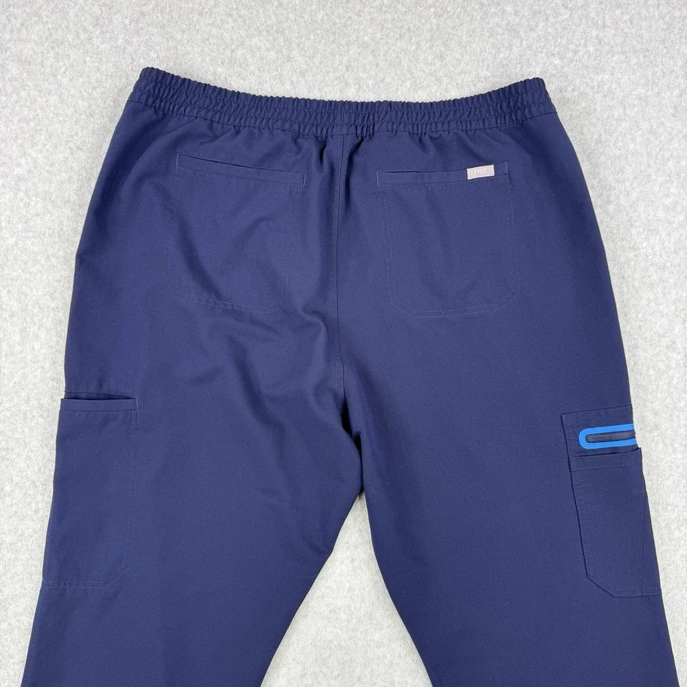 Figs Scrub Pants Mens 2XL Blue Cargo Stretch‎ Pockets Medical Nurse Drawstring